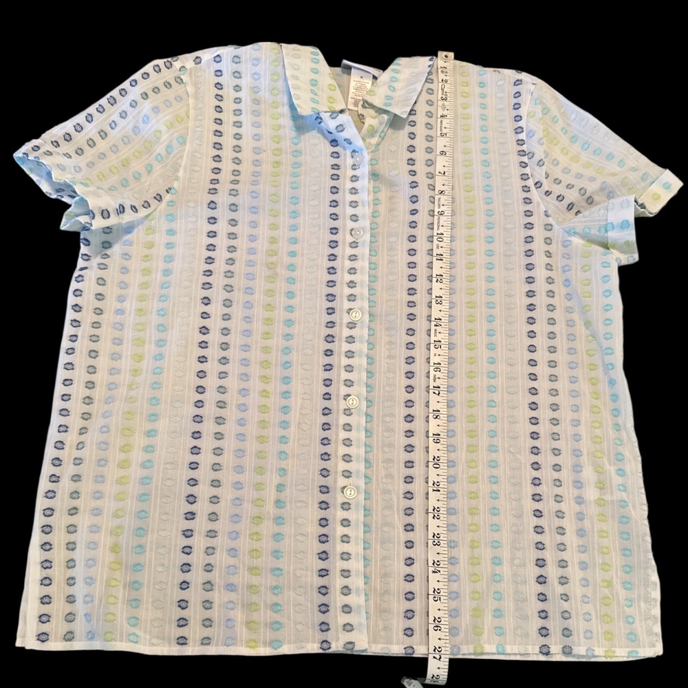 NWT Alfred Dunner Short Sleeve Button Up Shirt Polka Dot Sz M Grandmacore Breezy - Picture 7 of 7